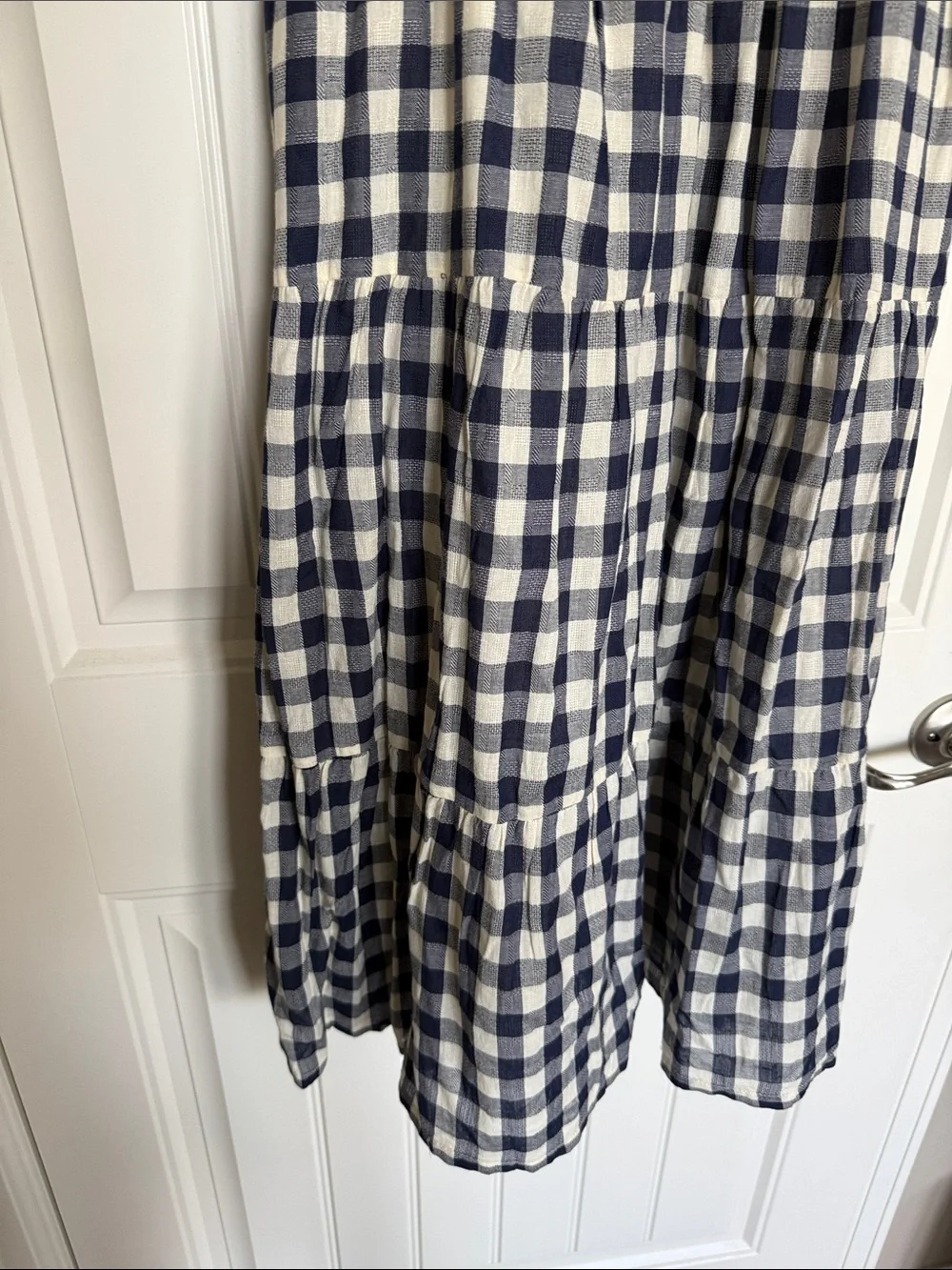 Little Cottonwood Magnolia Gingham Tie-Shoulder Midi Dress - Navy & White XS - Picture 5 of 13